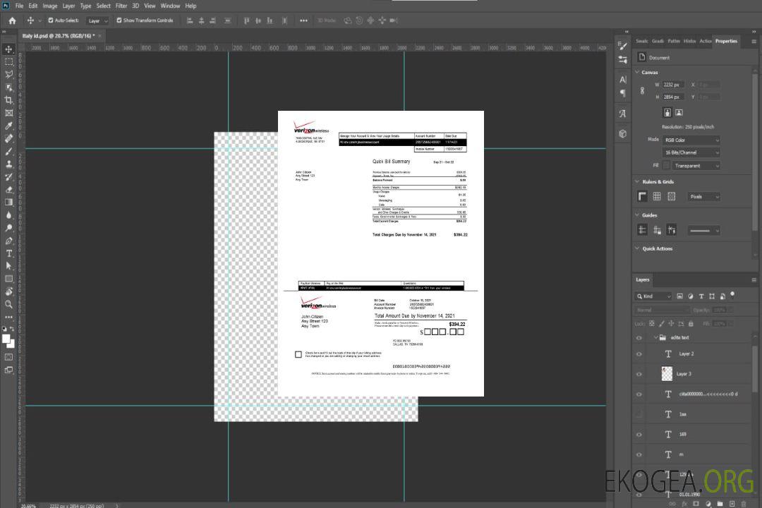 Modèle de facture Verizon aux États , Unis template